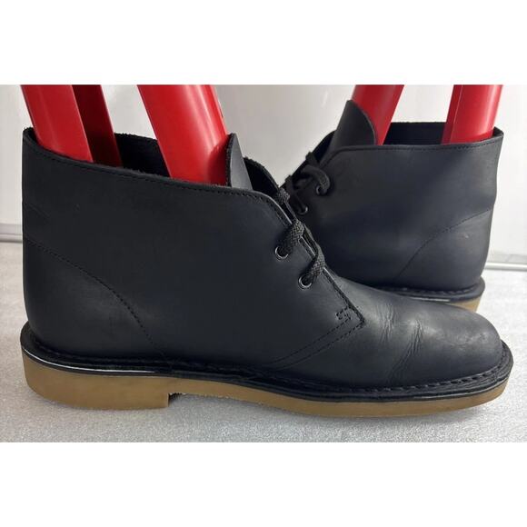 Clarks Originals Mens Desert Boot Black Leather Casual Boots Size 10 M main image 12